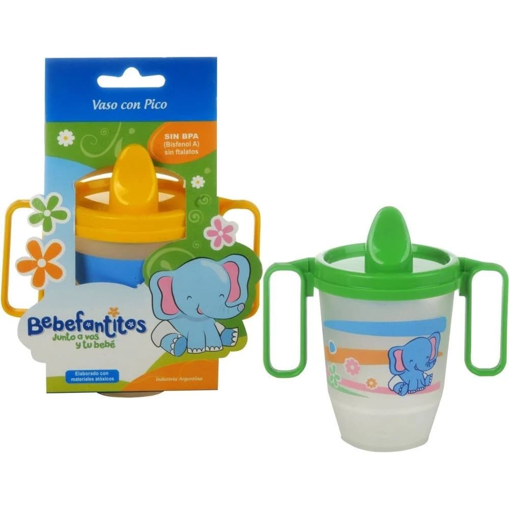 Vaso con Pico Bebefantitos de Plástico