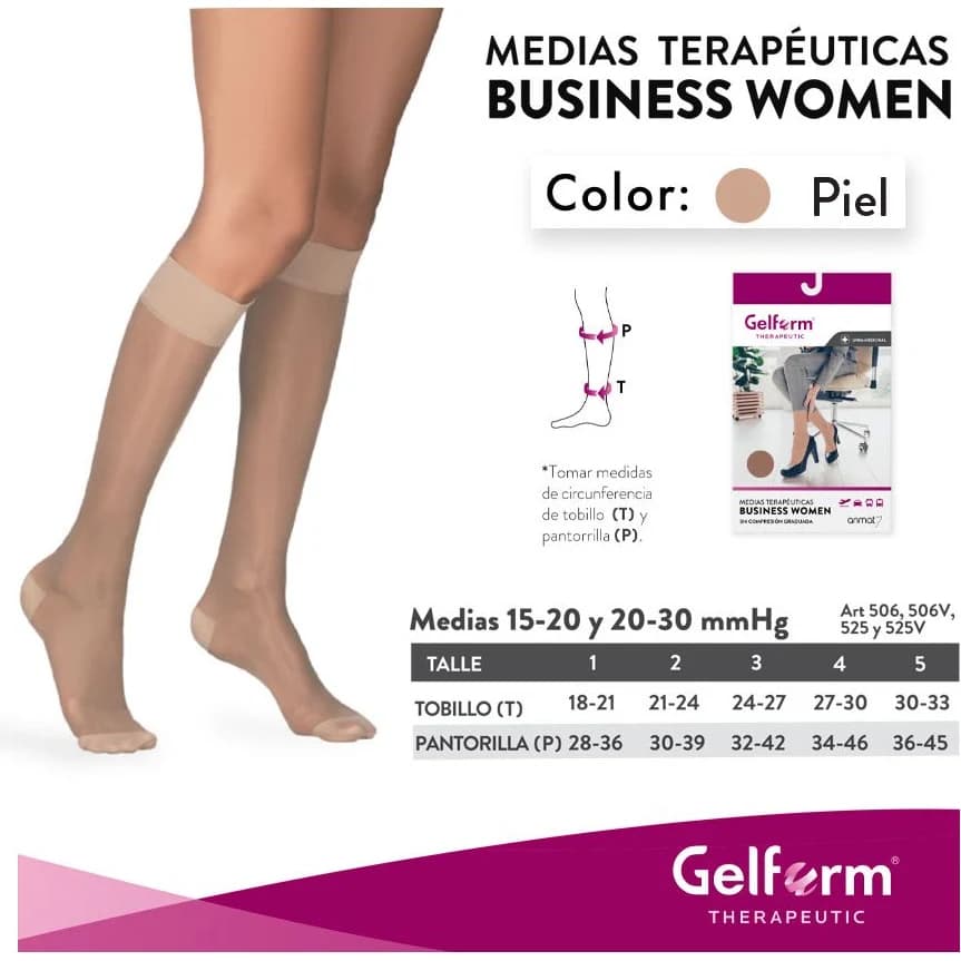 Media de Compresión Gelform 3/4 Media 15-20 Piel Talle 2