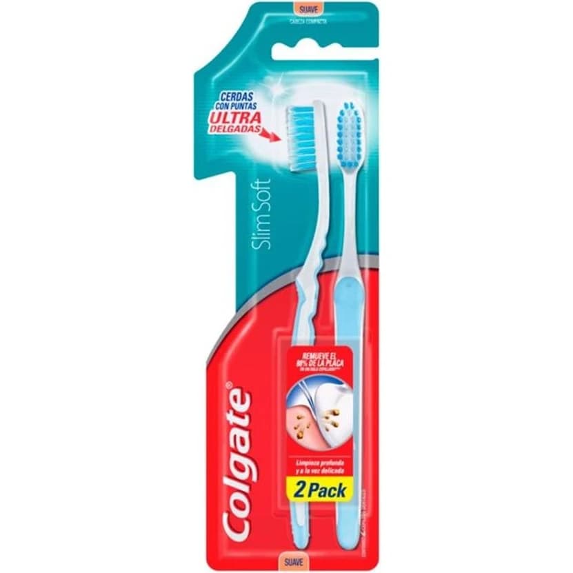 Cepillo Dental Colgate SlimSoft Suave Pack 2x1