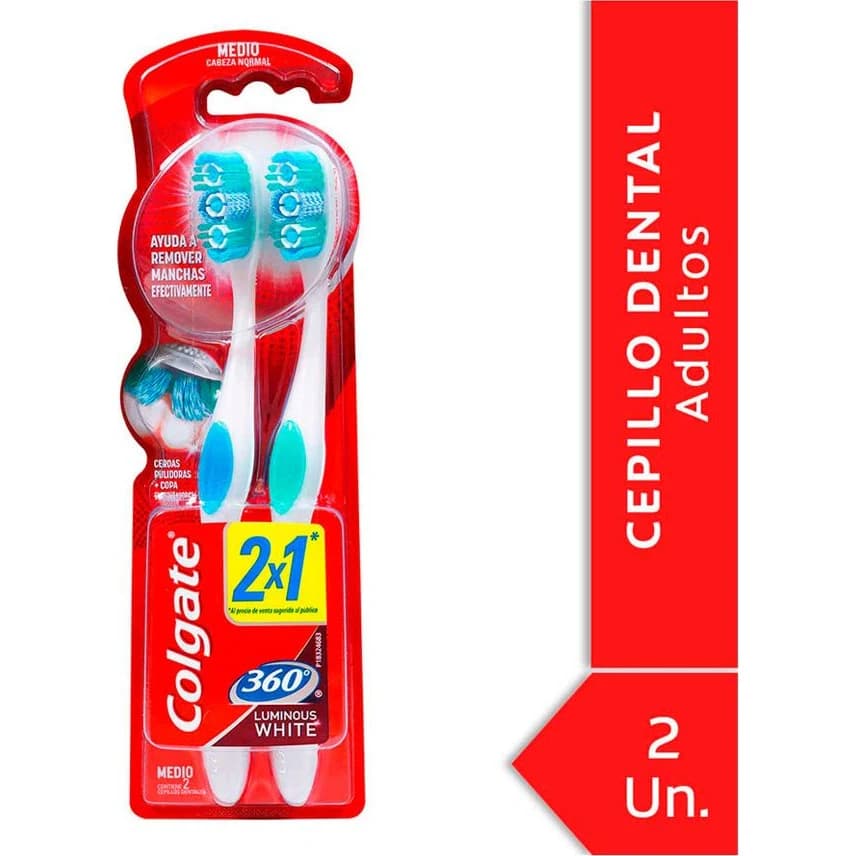 Cepillo de Dientes Colgate 360° Luminous White Pack 2x1
