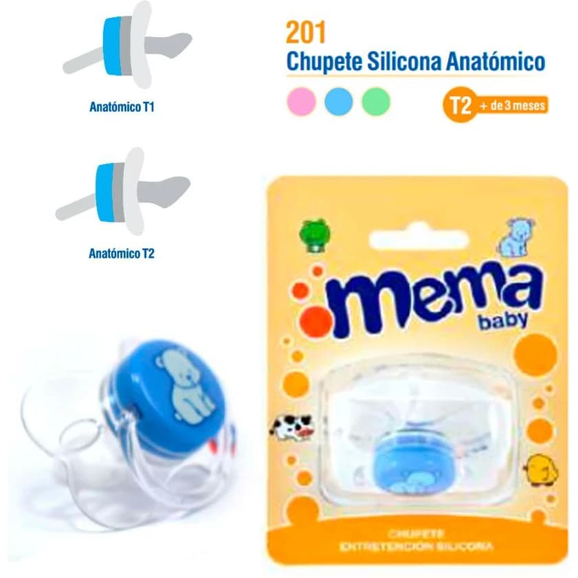 Chupete de Silicona Anatómico Mema Baby Celeste