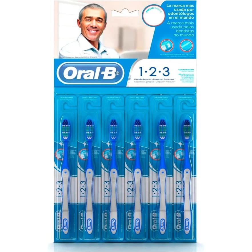 Cepillo de Dientes Oral-B 1-2-3 Dureza Media con Tapa