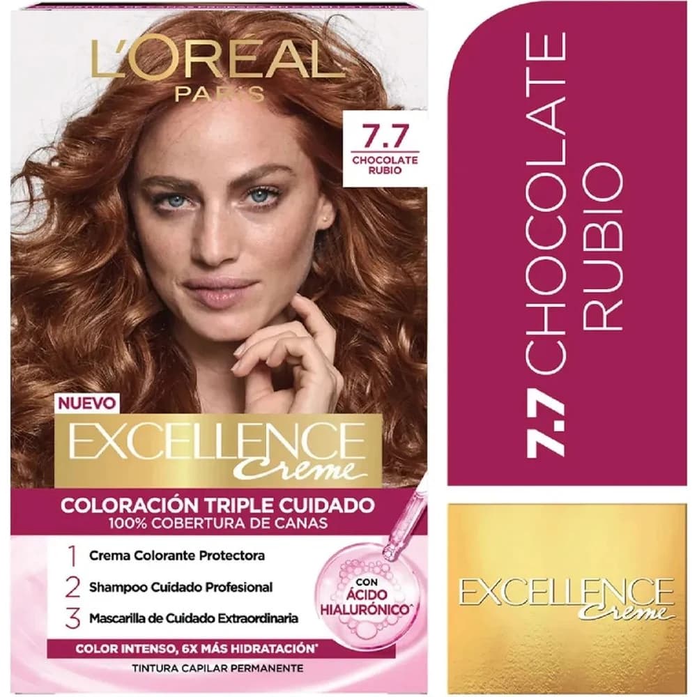 Tintura Capilar Excellence Crème Tono 7.7 Chocolate Rojizo