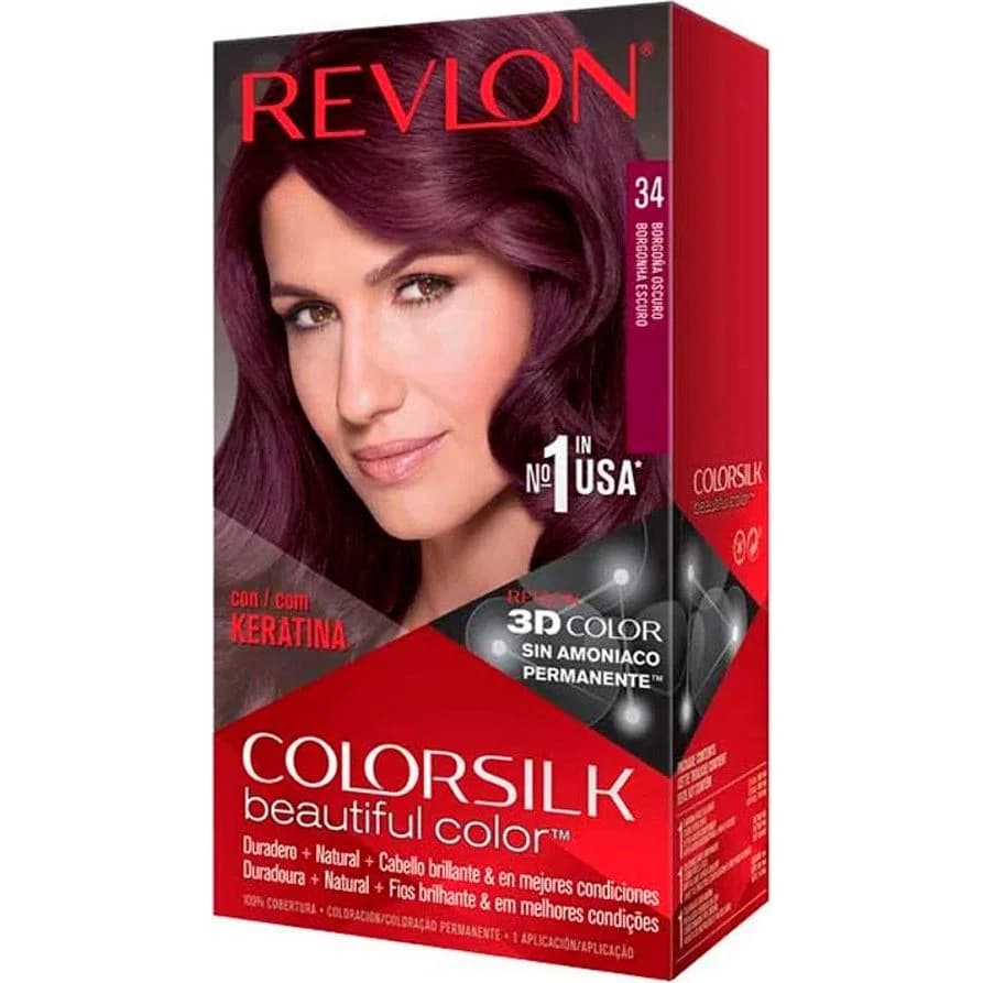 Tintura Capilar Revlon Colorsilk 3D Tono 34 Borgoña Oscuro