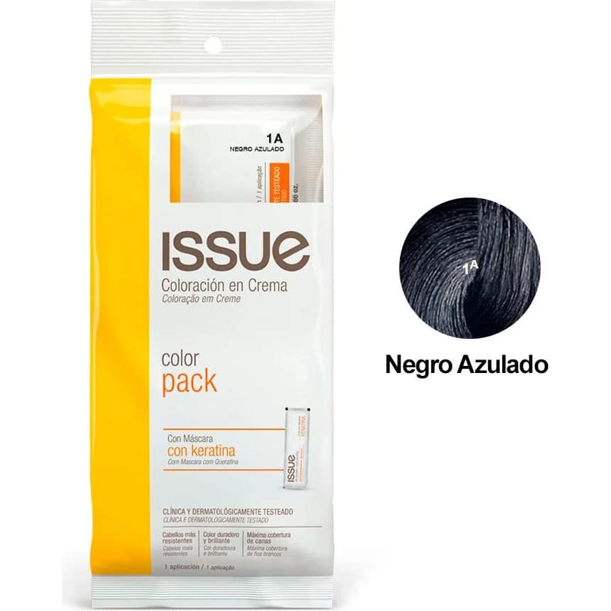 Tintura Capilar Issue Colorpack + Keratina Tono 01.A Negro Azulado