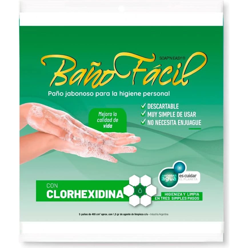 Paños Húmedos Baño Fácil Diral con Clorhexidina x 5