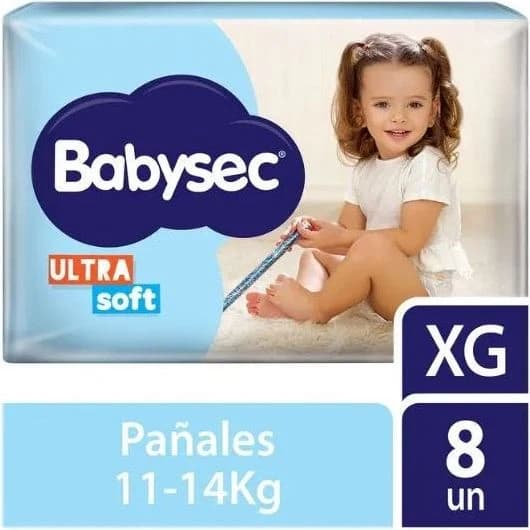 Pañales Babysec Ultra Protección Xtra Grande x8