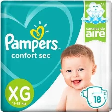 Pañales Pampers Confort Sec Talle XG x18