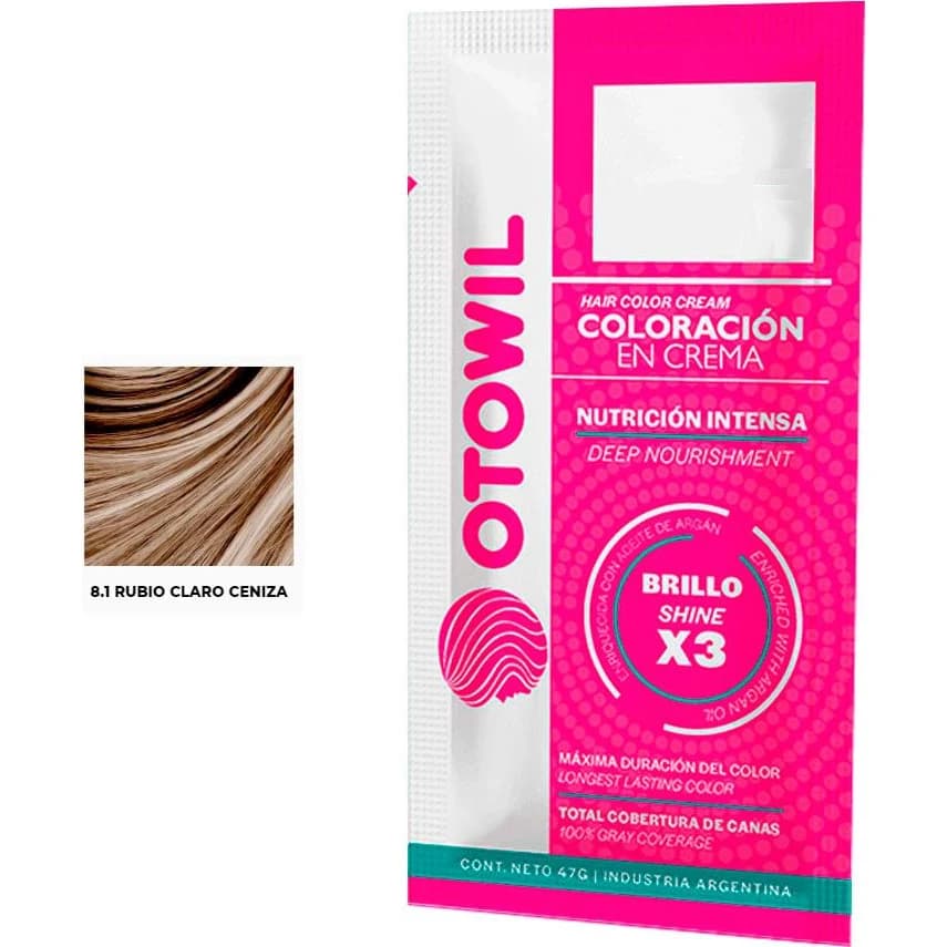 Tintura Capilar Otowil Argán Tono 8.1 Sobre 25 g