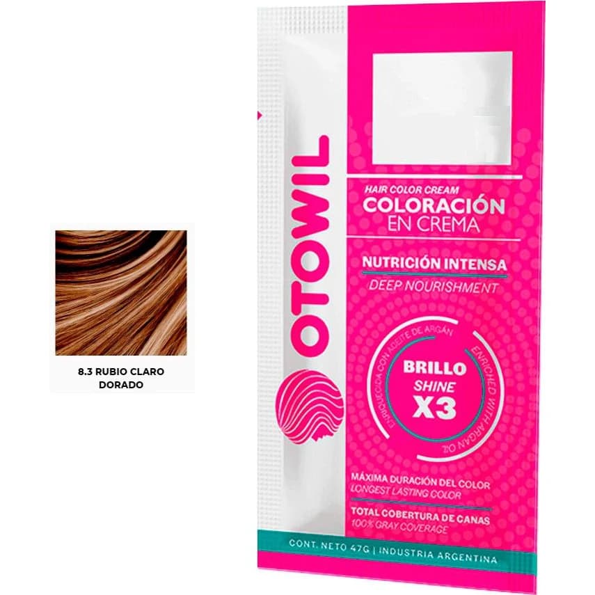Tintura Capilar Otowil Argán Tono 8.3 Sobre x 25 g