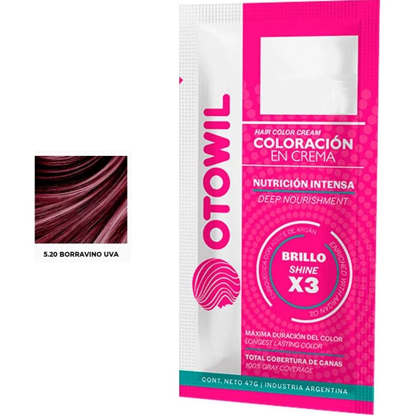 Tintura Capilar Otowil Argán Tono 5.20 Caja x 25
