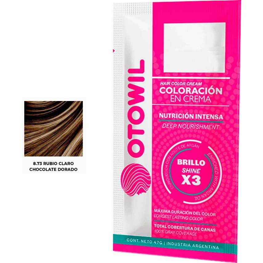 Tintura Capilar Otowil Argán Tono 8.73 Sobres x 25