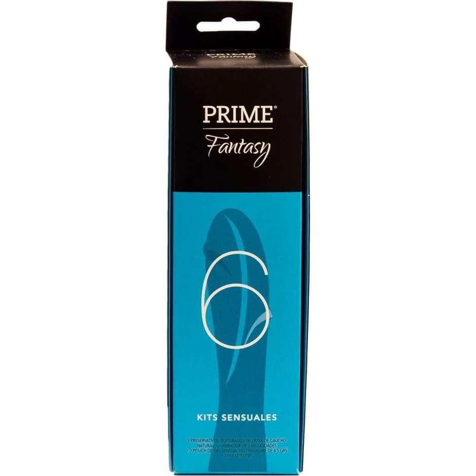 Kit Íntimo Prime Fantasy 6 (Vibrador + Gel + Preservativos)