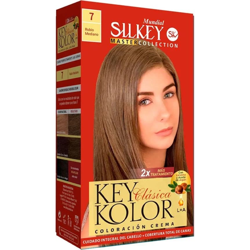 Tintura Capilar Silkey Key Color Master Tono 7 Rubio Medio Natural