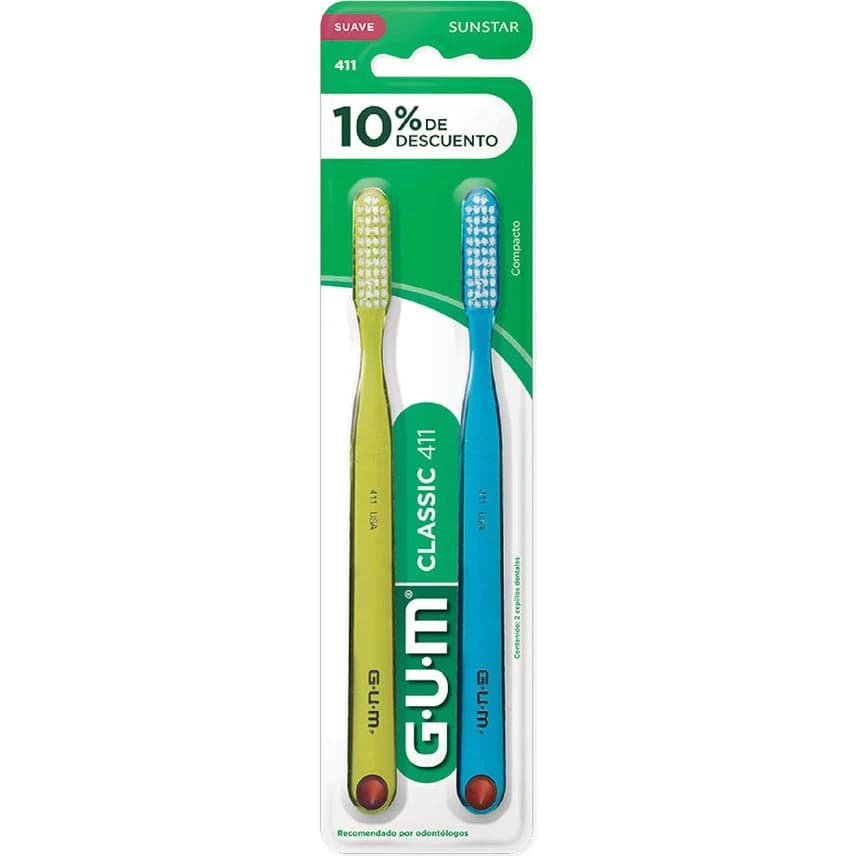 Cepillo Dental GUM Classic 411 Suave x2 Promo