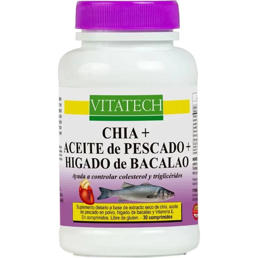 Vitatech Aceite de Pescado, Chía y Bacopa x30