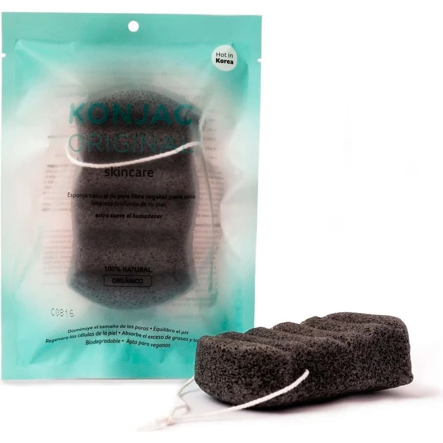 Esponja Konjac Corporal Negra Bambú