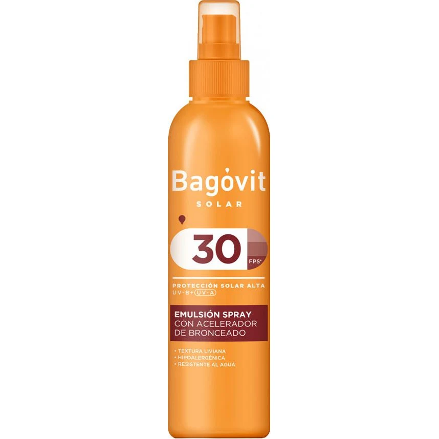 Protector Solar Bagovit Solar Acelerador Bronceado FPS 30 Spray 200 ml