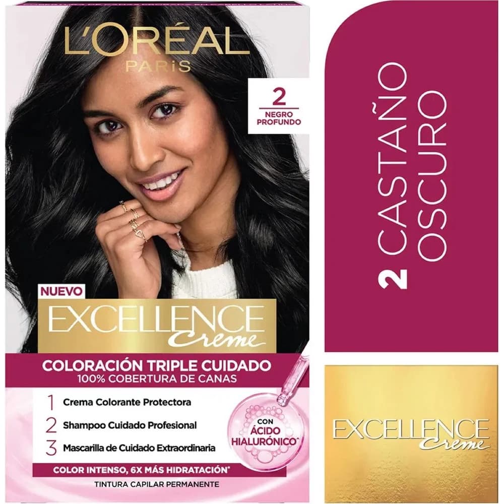 Kit Tintura Capilar Excellence Creme Tono 2 Negro Profundo