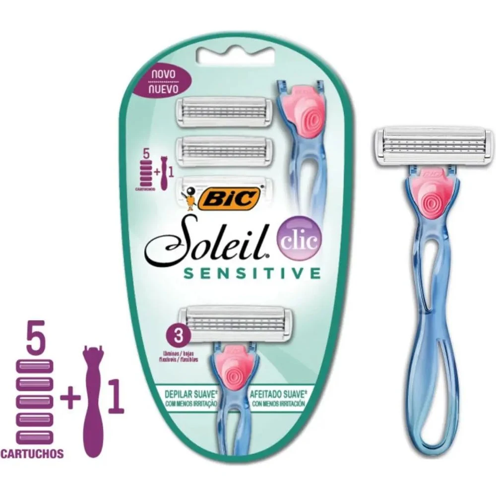 Máquina de Afeitar Bic Soleil Clic Sensitive + 6 Repuestos