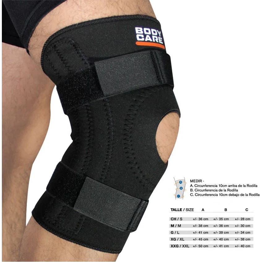 Rodillera Body Care Black Line con Velcro Talle M