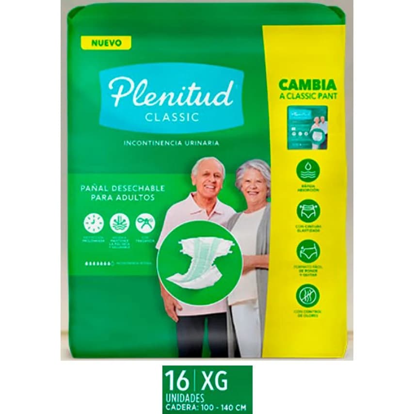 Pañales para Adultos Plenitud Care Classic Talle XG x16
