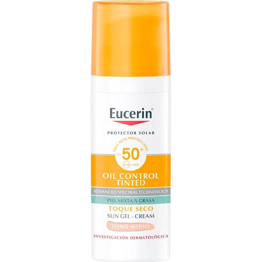 Protector Solar Eucerin Oil Control Gel Toque Seco Tono Medio FPS 50 50 ml