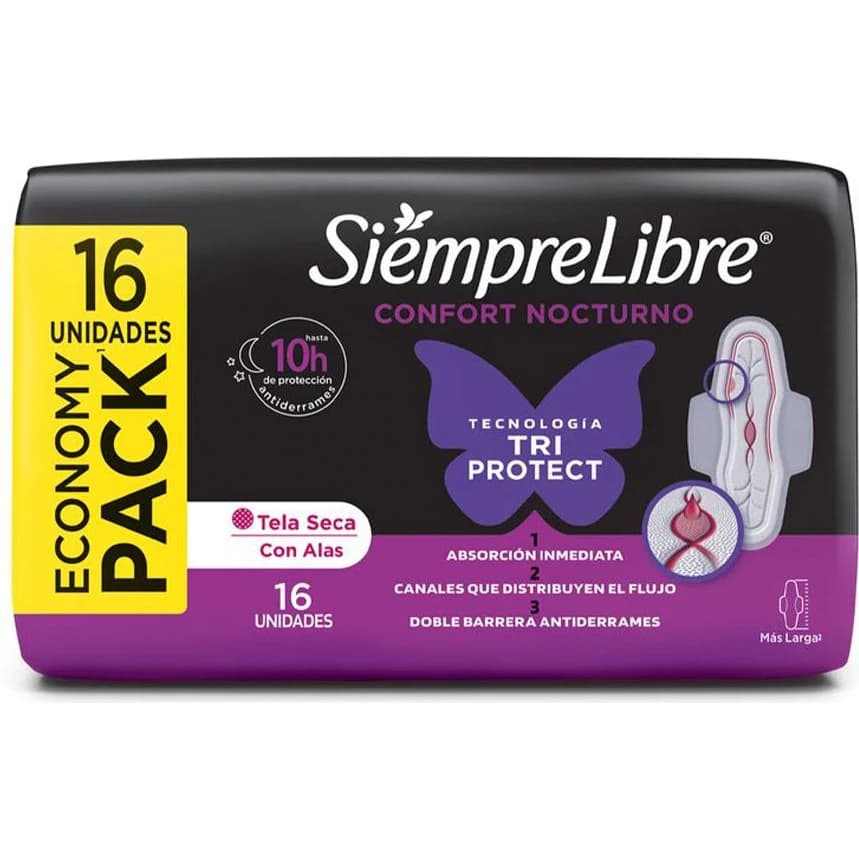 Protector Femenino Siempre Libre Adapt Plus Noche y Día Suave x16