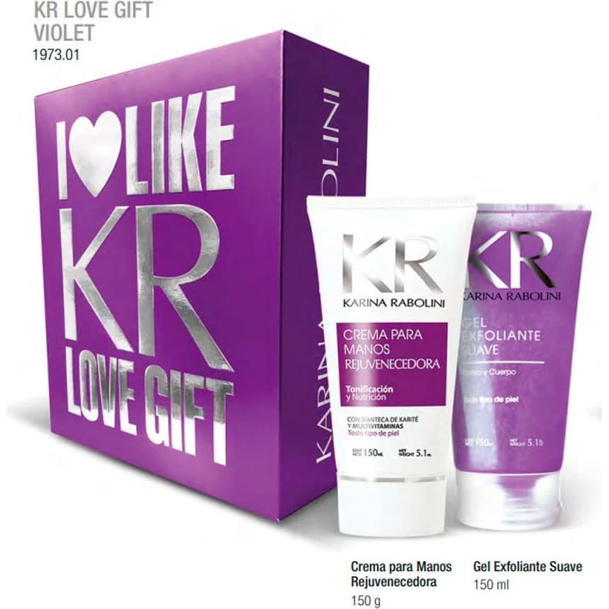 Dúo Love G. Violet Crema de Manos + Exfoliante Karina Rabolini