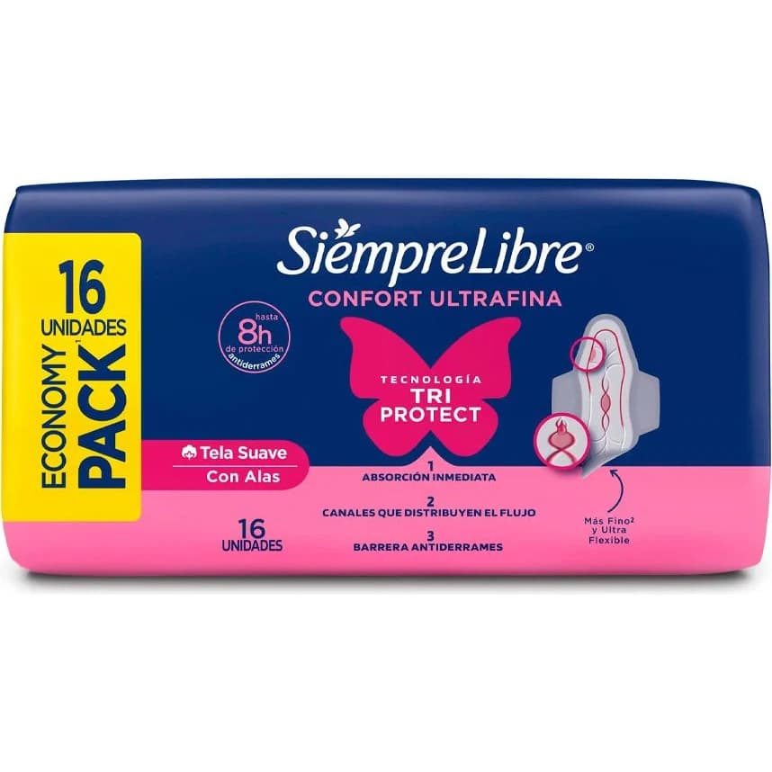 Toallas Femeninas Siempre Libre Ultrafina Slim con Alas x16