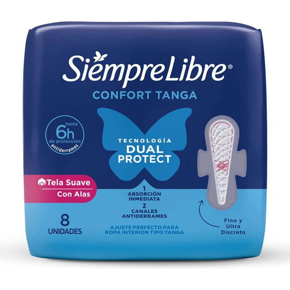 Protector Femenino Siempre Libre Tanga con Alas Pack x8
