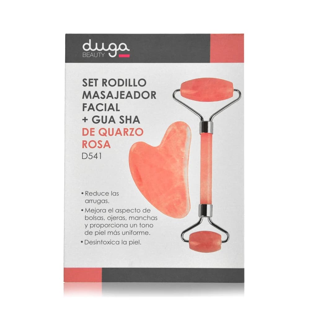 Set Rodillo Masajeador Facial + Gua Sha Duga