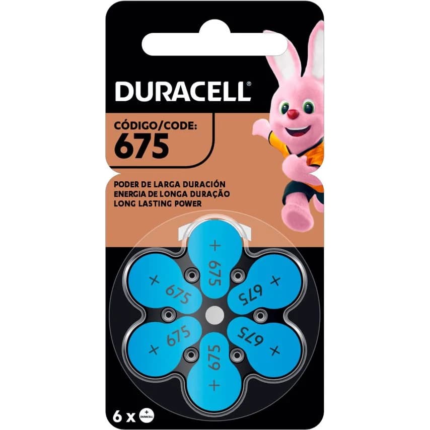 Pilas Duracell Tamaño 675 Pack x6