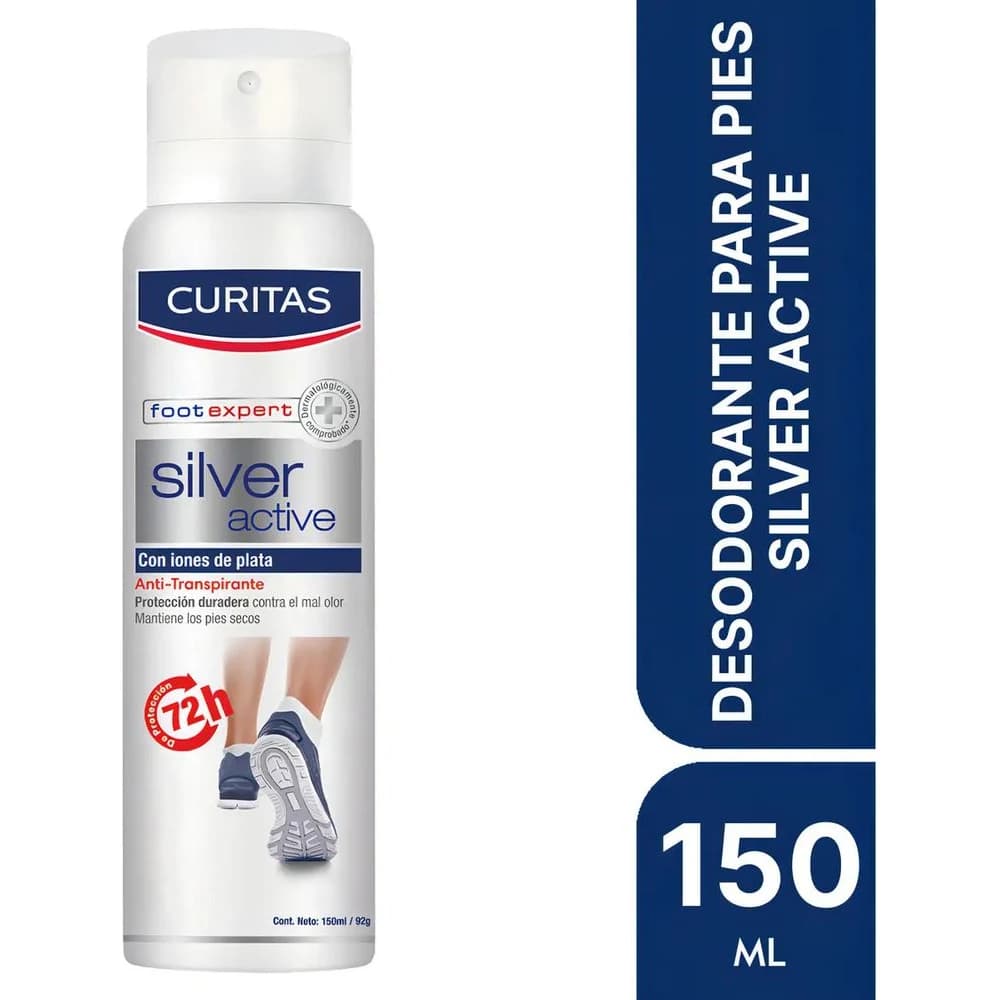 Desodorante para Pies en Aerosol Curitas Silver Active 150 ml