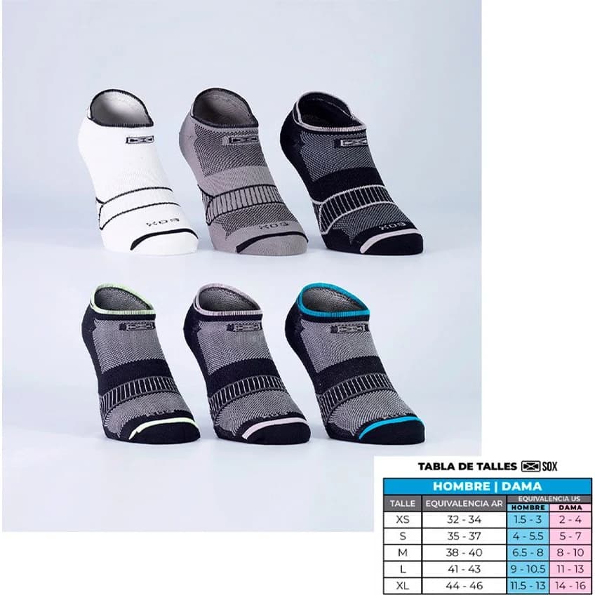 Soquetes Deportivos Sox Hombre Tripack Talle S
