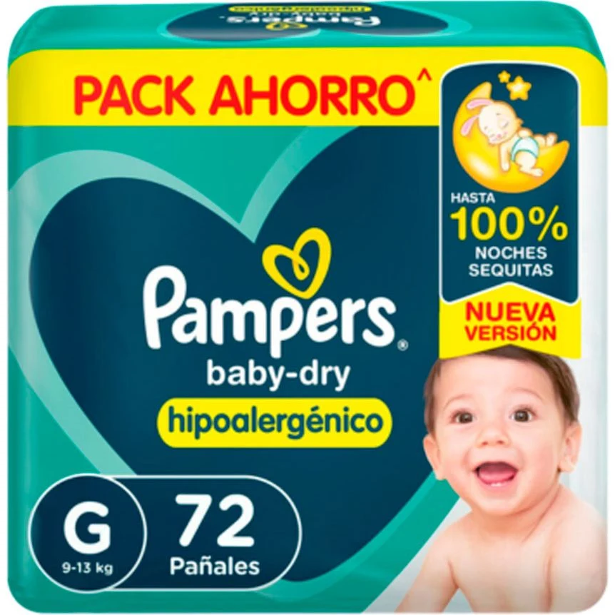 Pañales Pampers Babydry Grande x 72