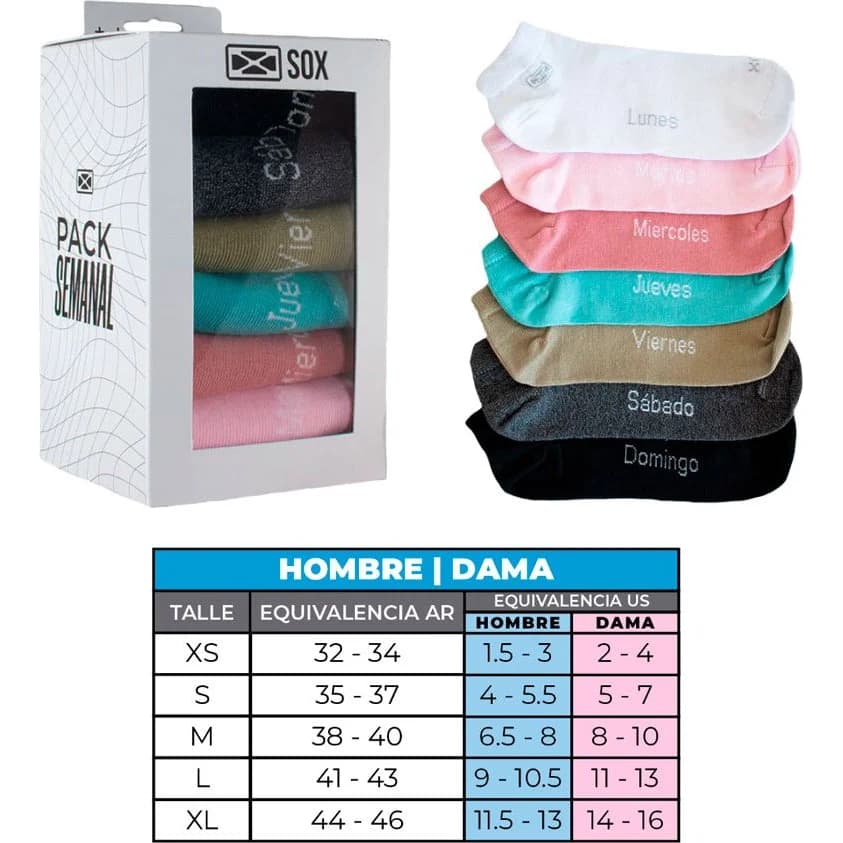Soquetes de Dama Sox x7 Pares Talle M