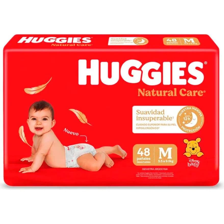Pañal Huggies Natural Care Talle Mediano x48