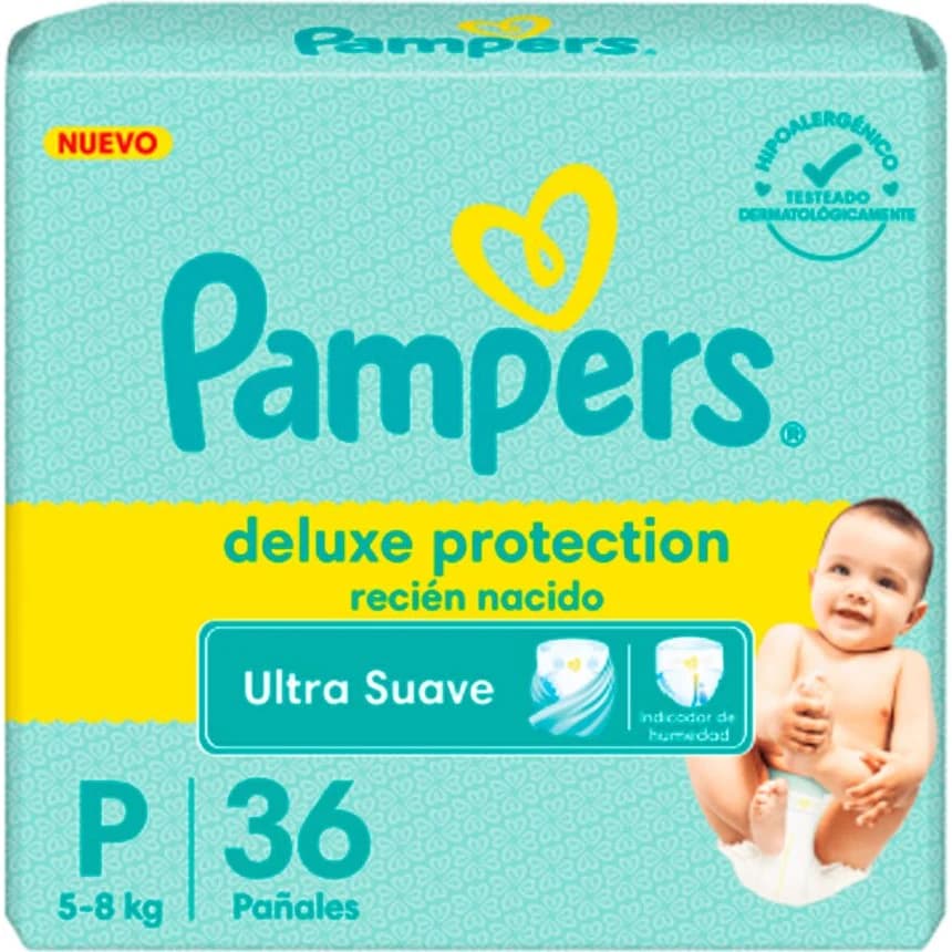 Pañales Pampers Deluxe Protección Pequeño Pack 36 unidades