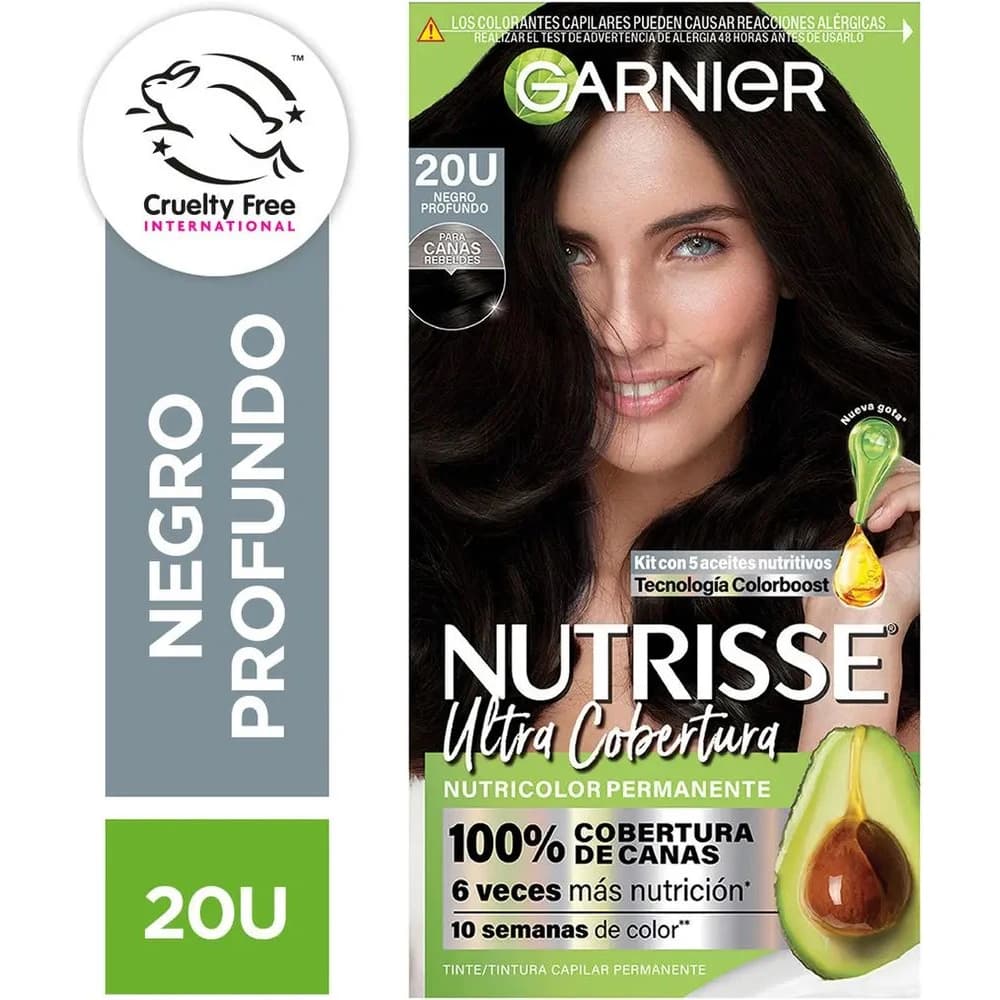 Tinta Capilar Garnier Nutrisse Ultra Cobertura Tono 20 Negro Profundo