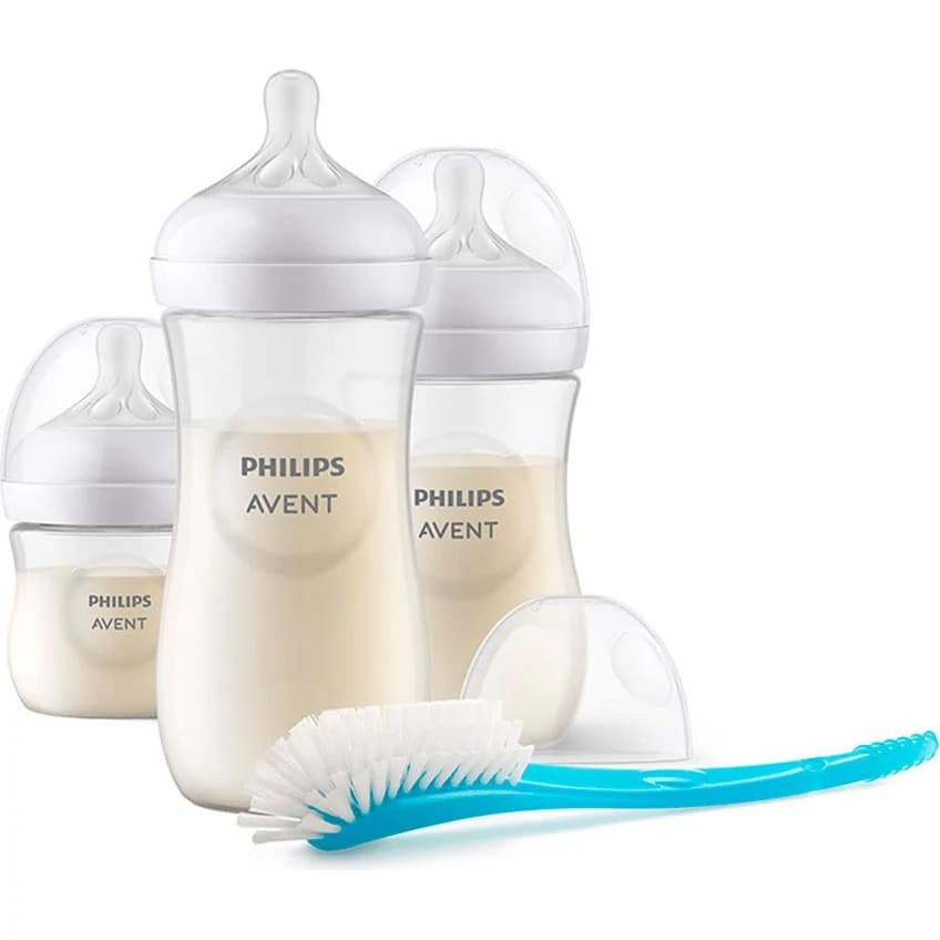 Set Mamadera Avent Natural Response 3 Unidades + Cepillo