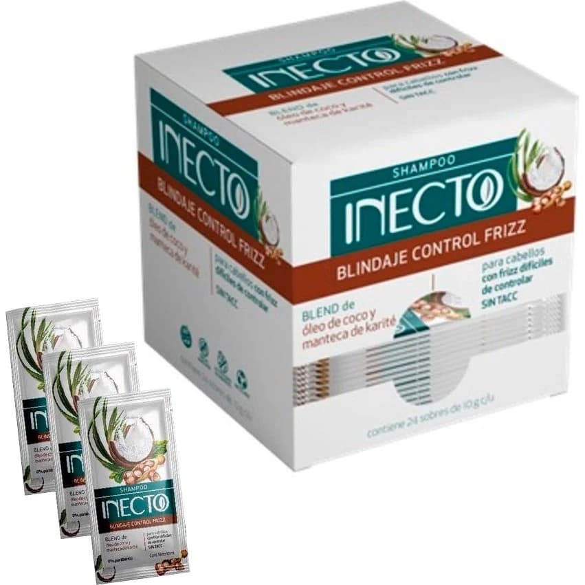 Shampoo Inecto Blindaje Control Frizz x 24 Unidades