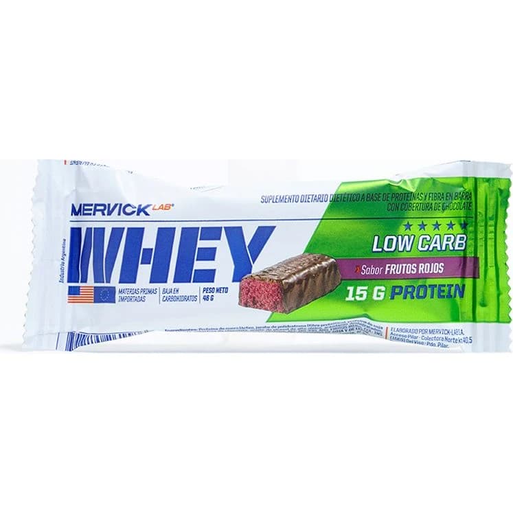 Barra Proteica Low Carb Mervick Frutos Rojos 12 x 46 g