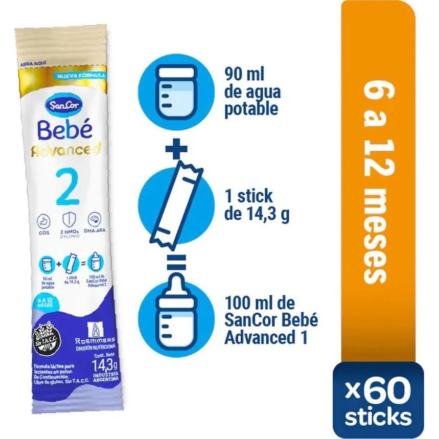 Sancor Bebé 2 Sticks 60 unidades x 14.3 g