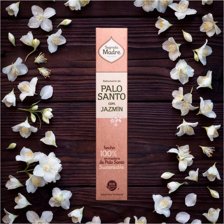 Sahumerio Sagrada Madre Palo Santo con Jazmín 8 Unidades