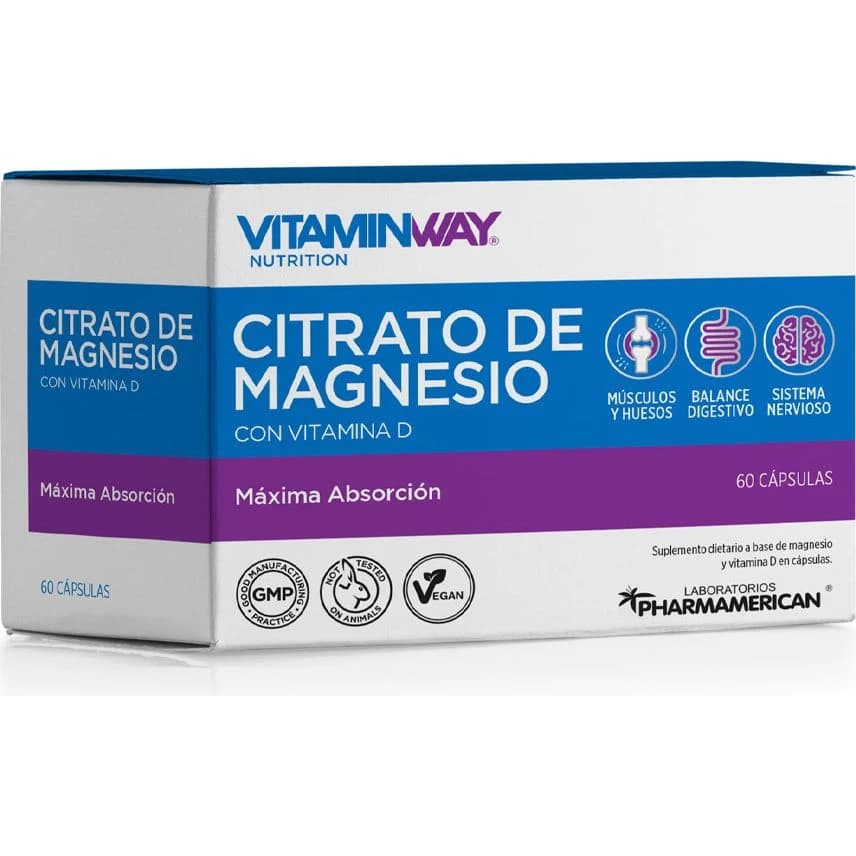Vitamin Way Citrato de Magnesio con Vitamina D 60 Cápsulas