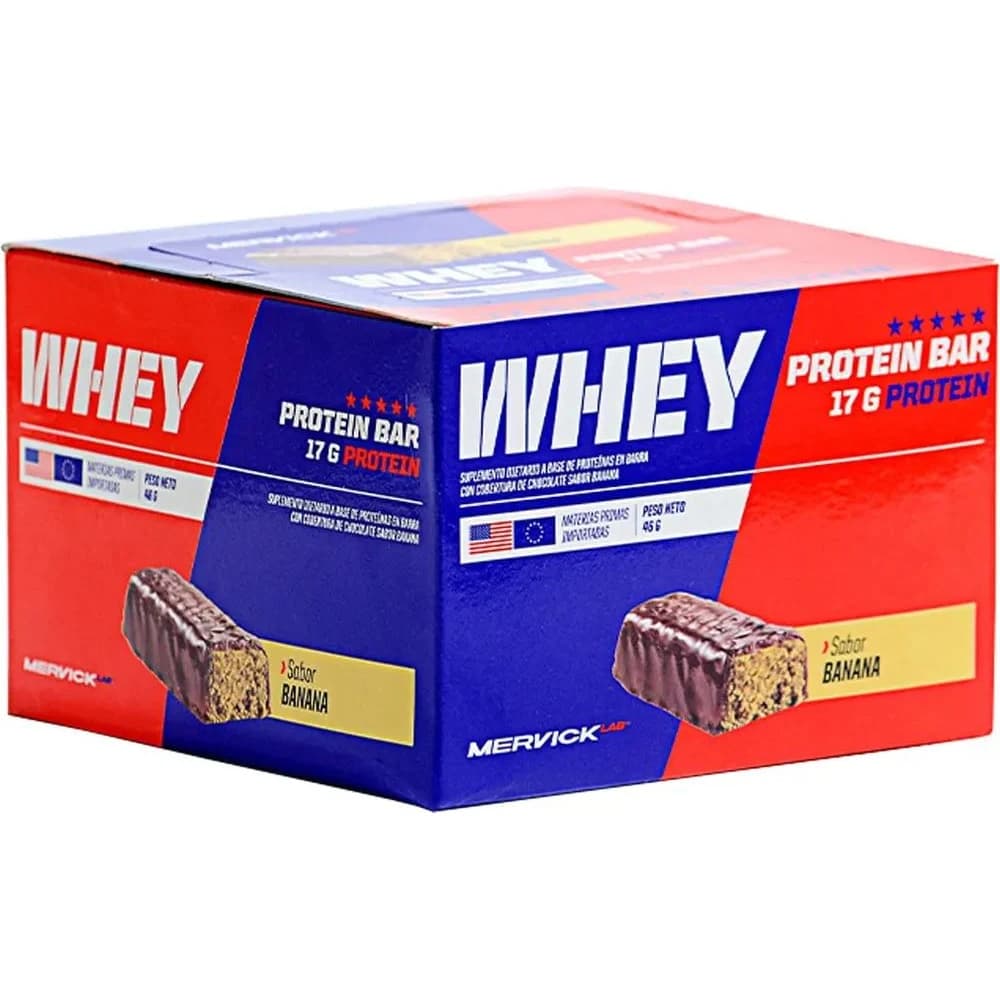 Barra de Proteína Whey Mervick Sabor Banana 12 x 46 g