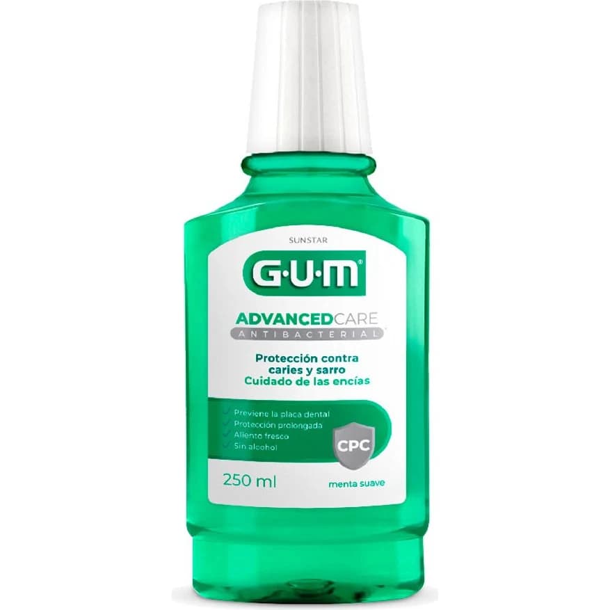Enjuague Bucal GUM Advanced Care Antibacterial Menta Suave 250 ml