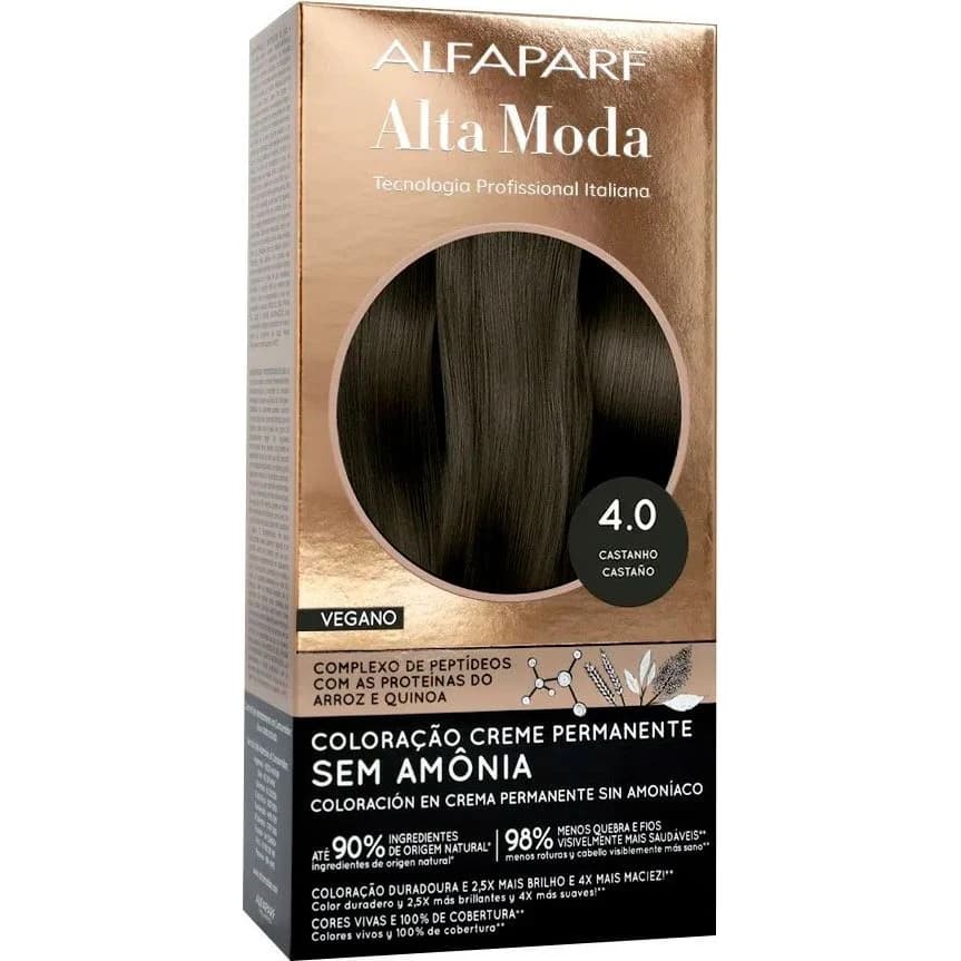 Tintura Capilar Alfaparf Alta Moda Color Sin Amoníaco Tono 4.0 Castaño