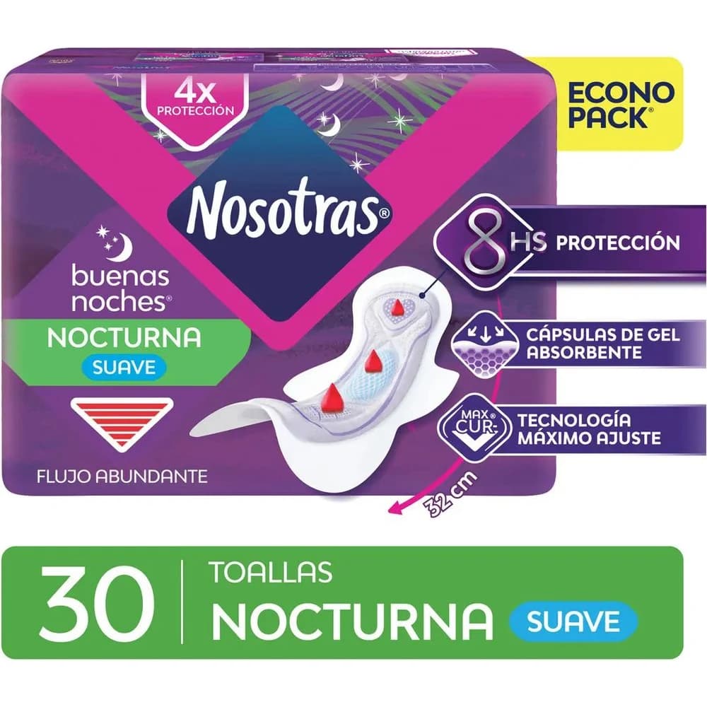 Protector Femenino Nosotras Toallitas de Noche x30